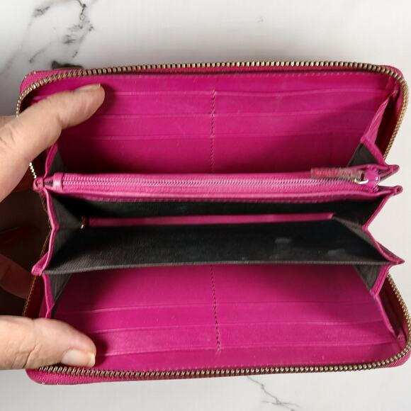 Gucci Shima GG Belted Zip Around Pink Enamel Leather Micro Long Wallet - Picture 12 of 16